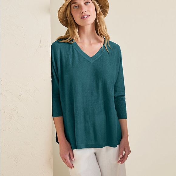 Garnet Hill Sweaters - Garnet Hill Linen Oversized V-Neck Sweater